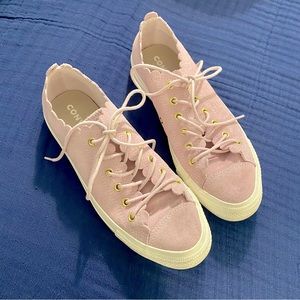 Converse All Star Pink Suede Scalloped Low Top Sneakers